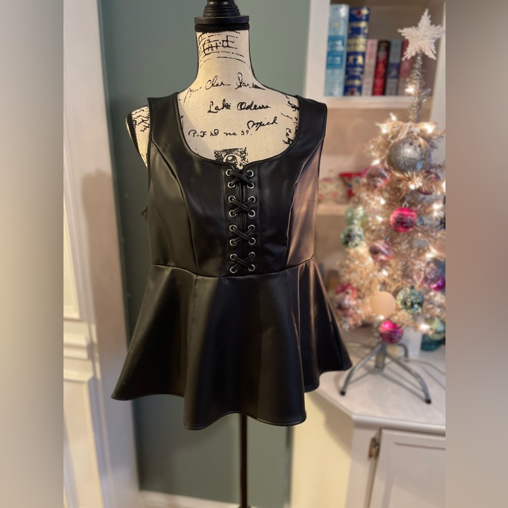 Torrid Pleather Peplum Corset Top NWT